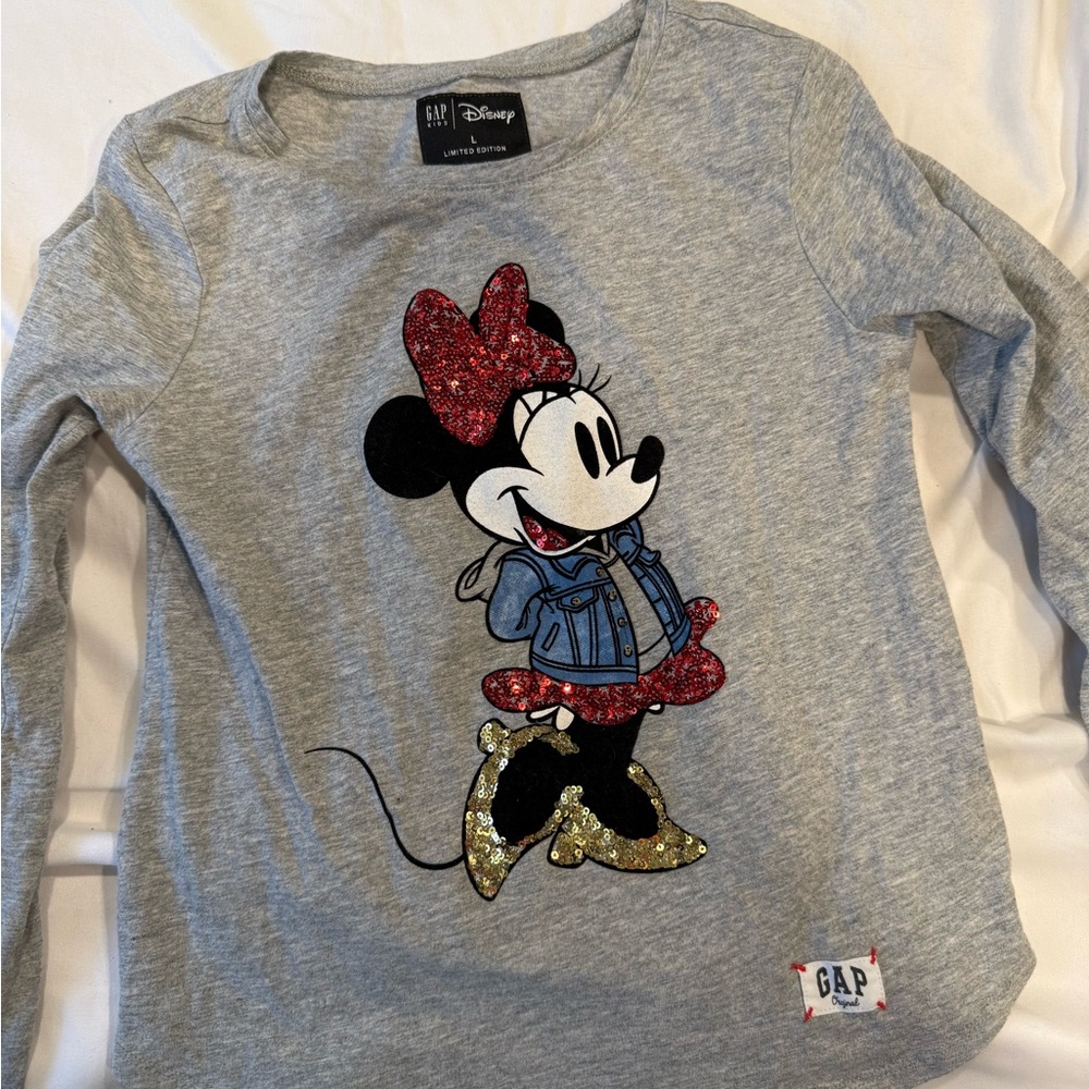 GAP Gray and Red Long Sleeve Tees